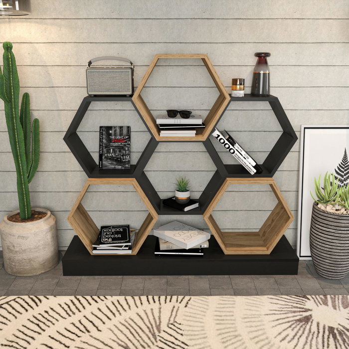 Hanah Home Estantería Cicek - Negro y Roble Hanah Home Estantería Cicek - Negro y Roble